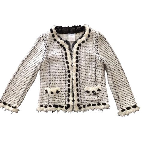 veste chanel tweed noir|Chanel cotton jacket.